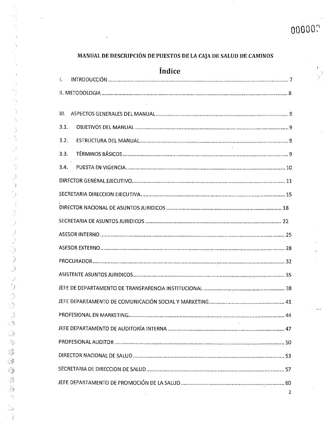 Página 2: índice del manual, primera parte